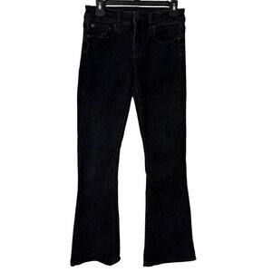 American Eagle Womens 4 Artist Flare Jeans Black Wash Stretch Mid Rise Denim